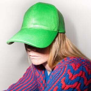 Stand Studio Green Faux Leather CIA Cap Baseball Hat